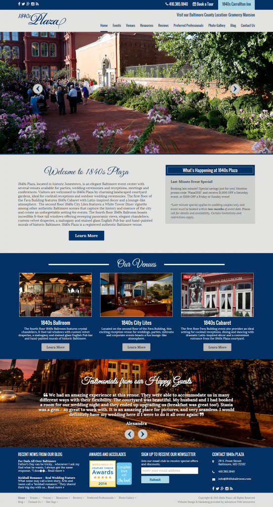 new website launch, 1840s Plaza