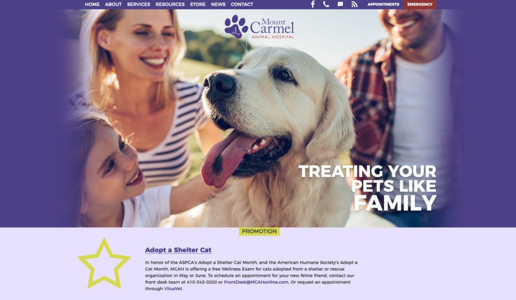  ADVP is proud to announce a new website launch: Mount Carmel Animal Hospital.